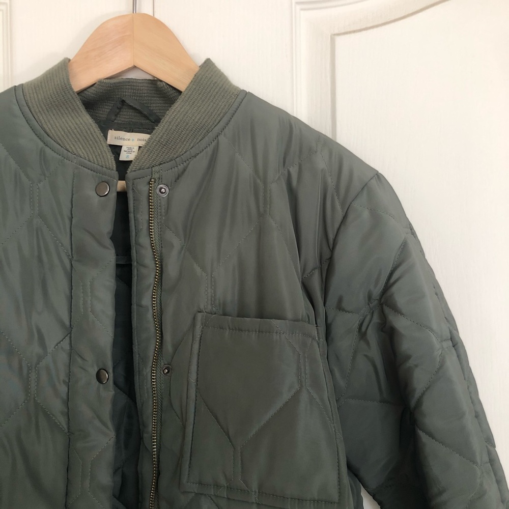 Army Green padded quilted bomber jacket